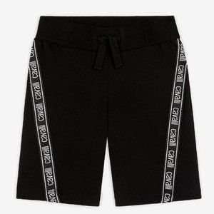 ROBERTO CAVALLI Men's Logo-Stripe Shorts Size M in Black